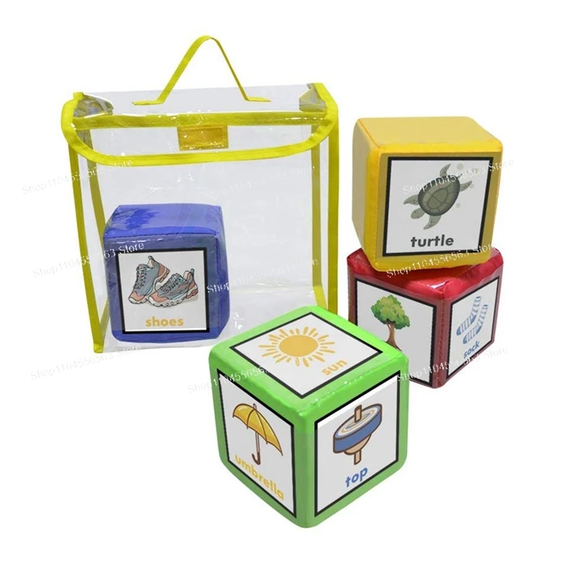 مجموعة ألعاب تعليمية DIY (4 قطع) - مكعبات تكديس إسفنجية، مربعات الجيب، جيوب الصور ونرد اللعب #2