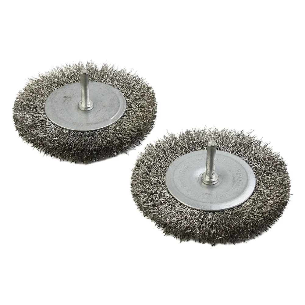 2pcs Wire Brush Wheel Cup Brush Set 6mm Shank Stainless Steel Wire Wheel Brush Polishing Brushes For Rotary Tools