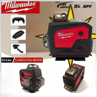 Milwaukee 16 Lines Cross Laser Level Meter 360°Self-leveling Green Laser Levels 4 Sides Degree Vertical 3-4D With Remote Control
