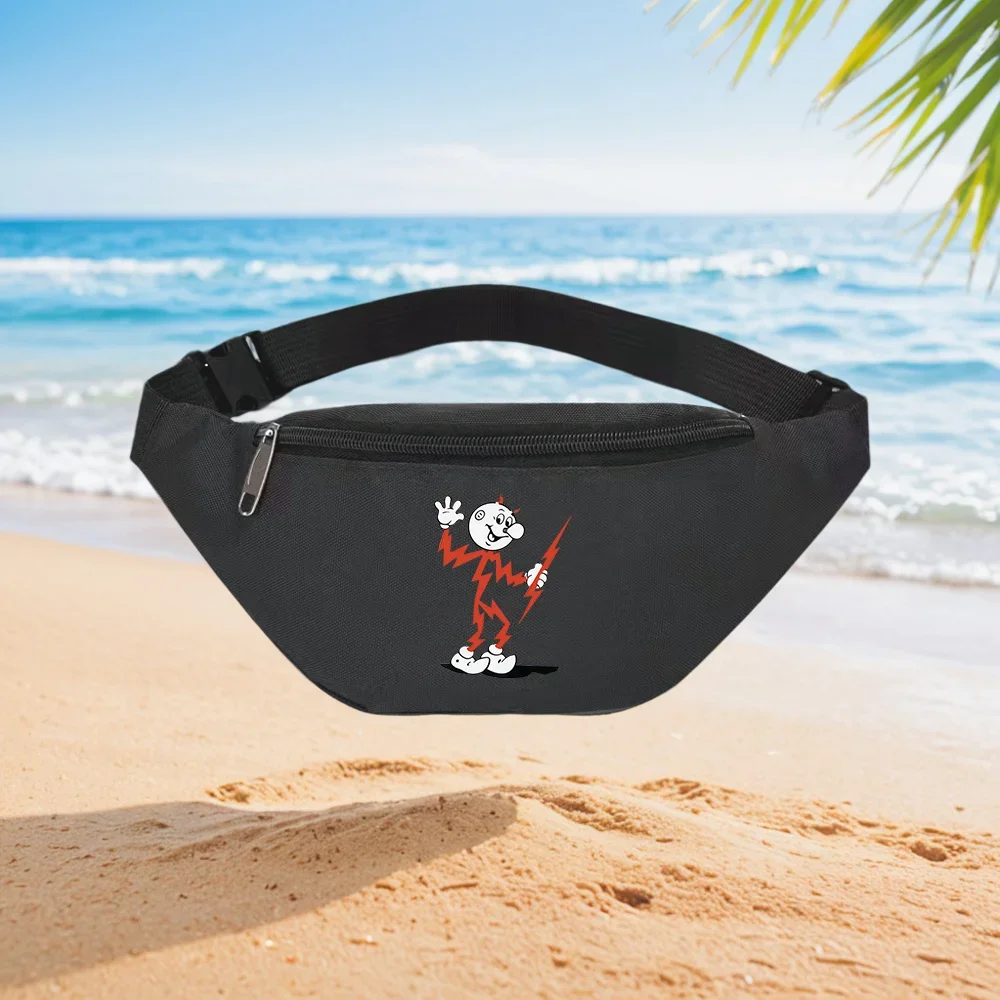 

Red Lightning Bolt Cartoon Mascot Design Waist Backpack Crossbody Chest Bag Street Casual Sporty Fashionable Simple Unique Print