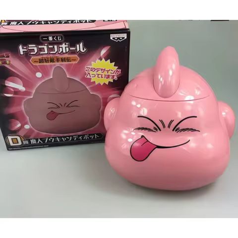 Authentic Japanese Glasses Factory A Magic 18CM Majin Buu Dragon Ball Snack Bucket Storage Box Candy Jar Hand Model