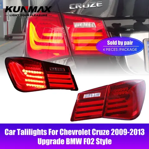 Pair Of Car Tail Light Assembly For Chevrolet Cruze 2009-2013 Upgrade BMW F02 Style LED DRL Brake Light Tail Lamps Taillights 8 best sales chevrolet cruze far - №8