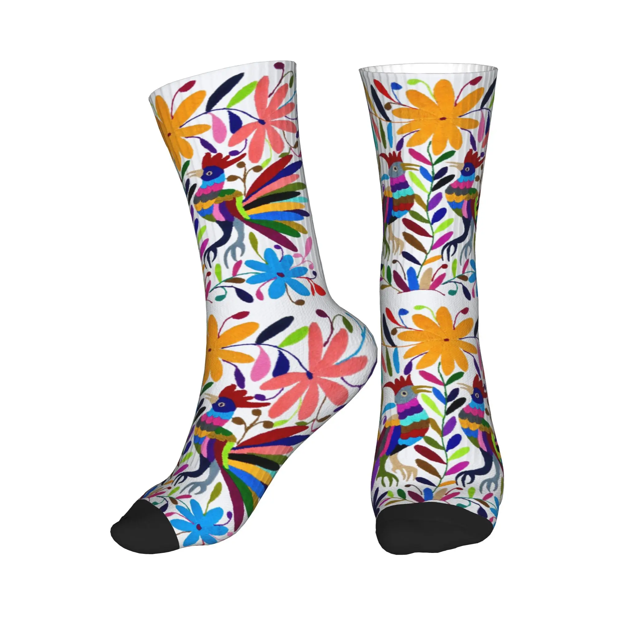 

Mexican Flower Otomi Bird Art Men's Crew Socks Unisex Cool 3D Printed Dress Socks
