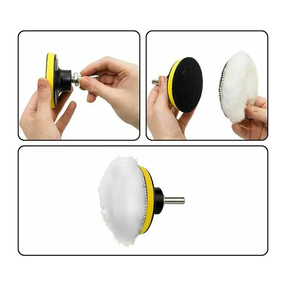 

4Pcs 3inch Wool Waxing Buffing Polishing Pad Bonnets Sanding Car Buffer Plate Car Repair And Maintenance Accessories