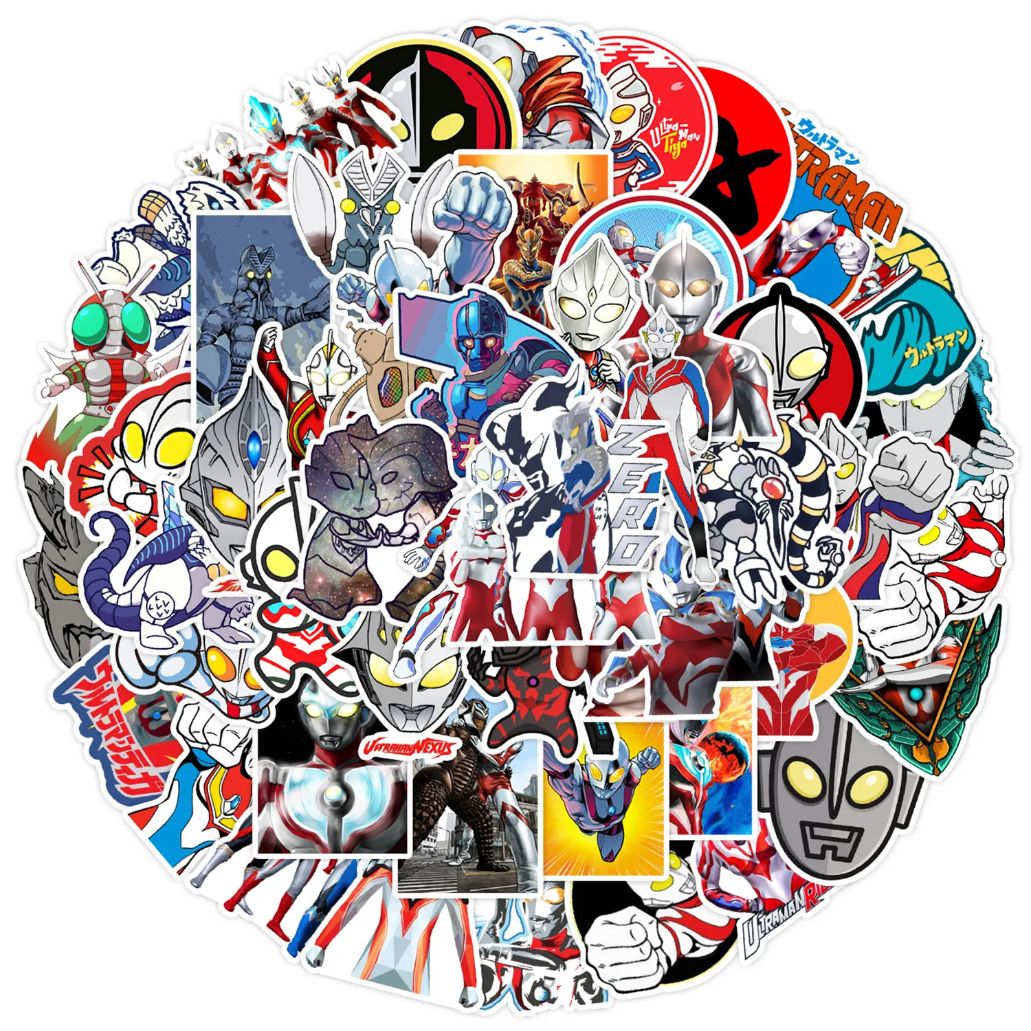 50pcs Ultraman Cartoon Graffiti Sticker DIY Suitcase Skateboard Refrigerator Notebook Waterproof Sticker