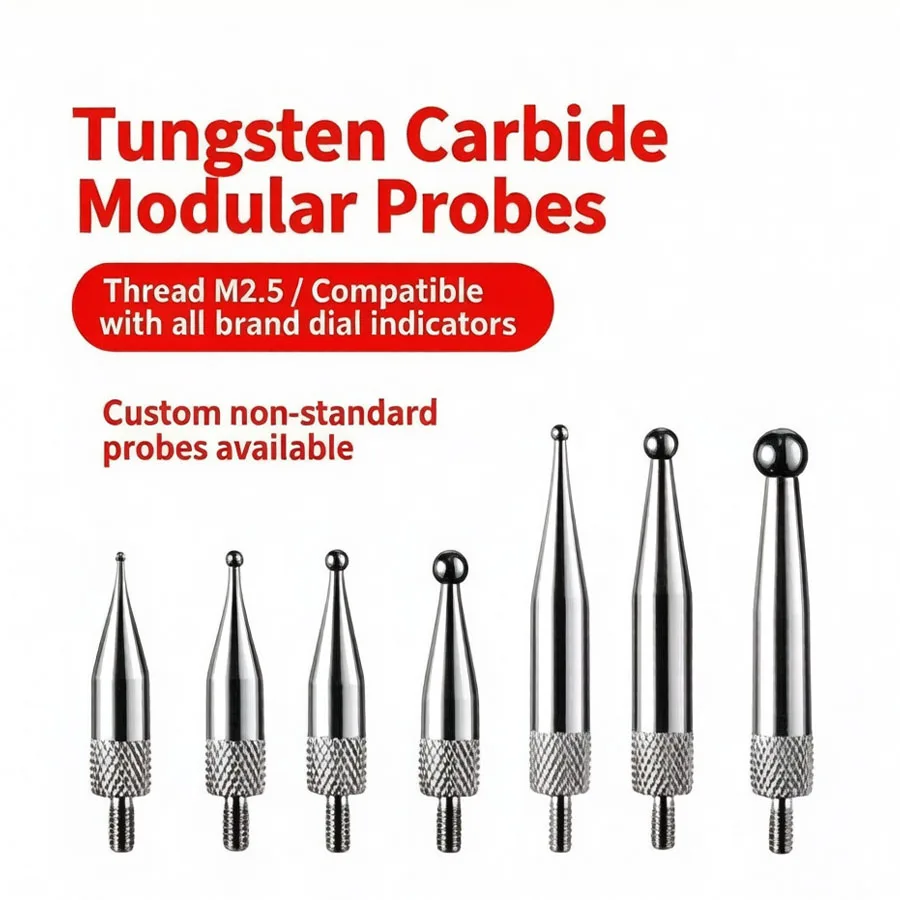 M2.5 Thread gear measuring probe for tooth pitch detection Hard alloy ball head gear radial runout tester Modular probe