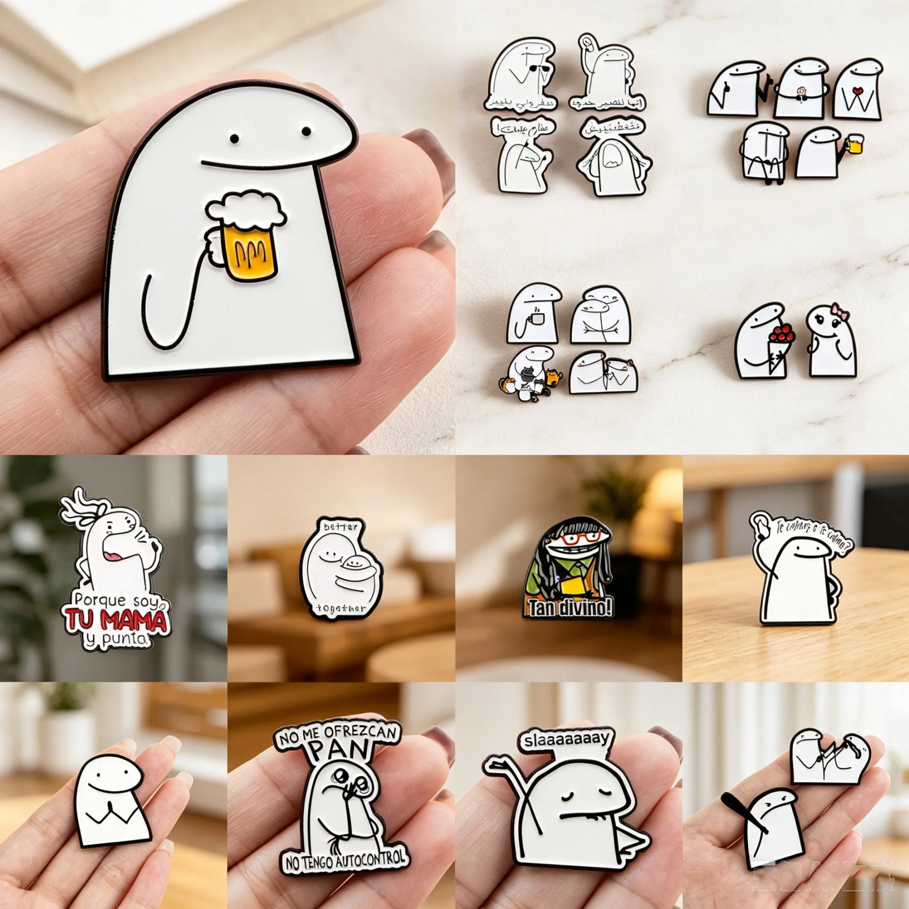 Mixed 2-5pcs/set Enamel Pin Stick Figure Lapel Bag Pins Funny Cartoon Badges on Backpack Brooch Clothes Jewelry Gifts Friends