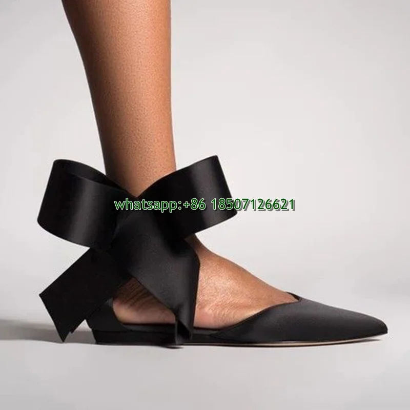 Zapatos de tacón alto de malla con punta puntiaguda decorados con lazo, zapatos de tacón con talón descubierto para mujer de talla grande con lunares