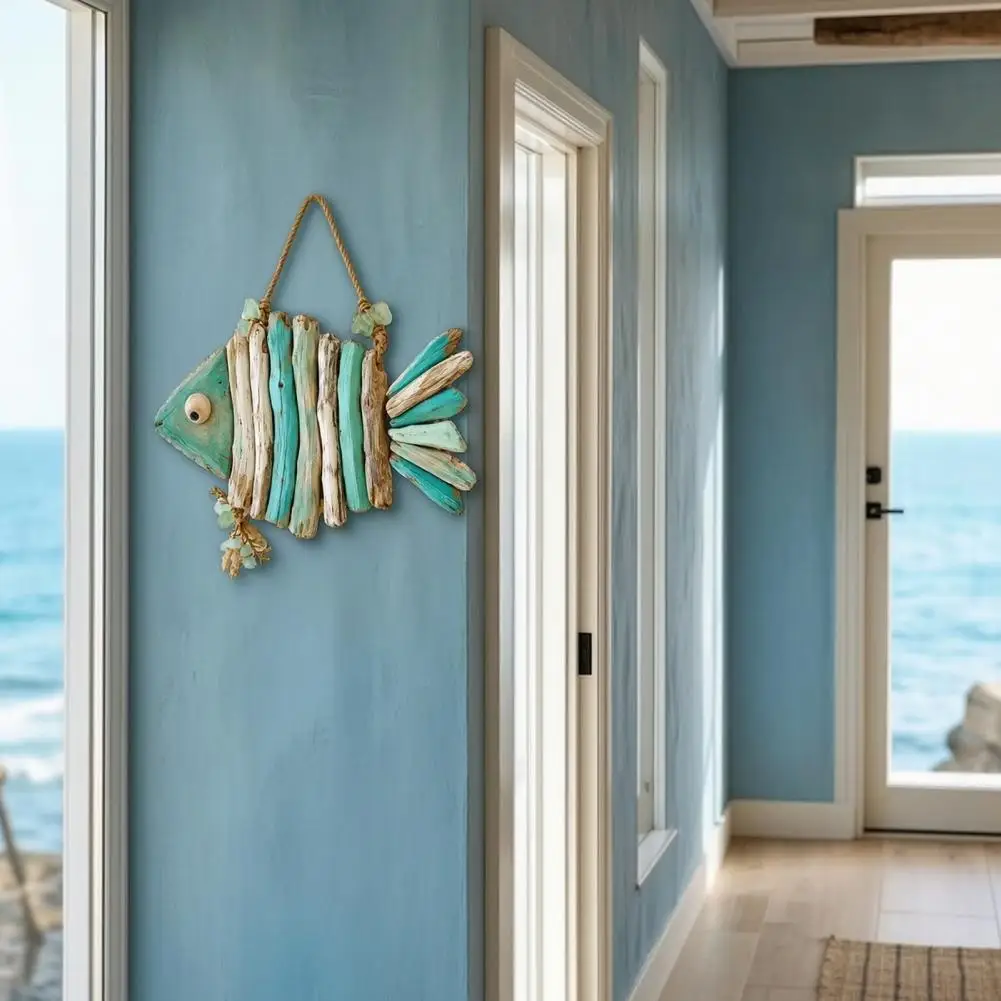Driftwood Fish Ornament - Rustic Country Style Wall Decor For Home & Hotel | Handcrafted Wooden Hanging Pendant
