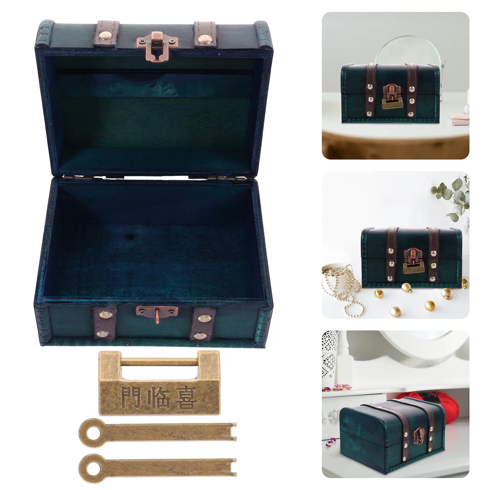 

Wooden Jewelry Storage Box Vintage Lockable Jewelry Organizer Case for Rings Bracelets Sundries Trinket Box Trinket Case