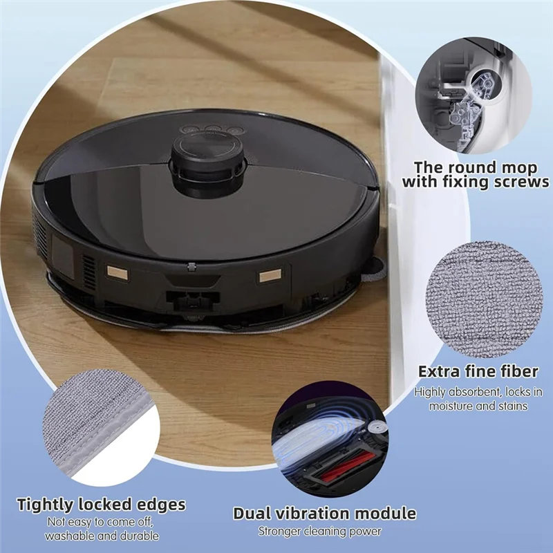 RMWIN-Vibrations Mop Cloths + Edgewise Mop Cloths For Roborock S8 Max Ultra / S8 Maxv Ultra Robot Vacuum Cleaner Accessories