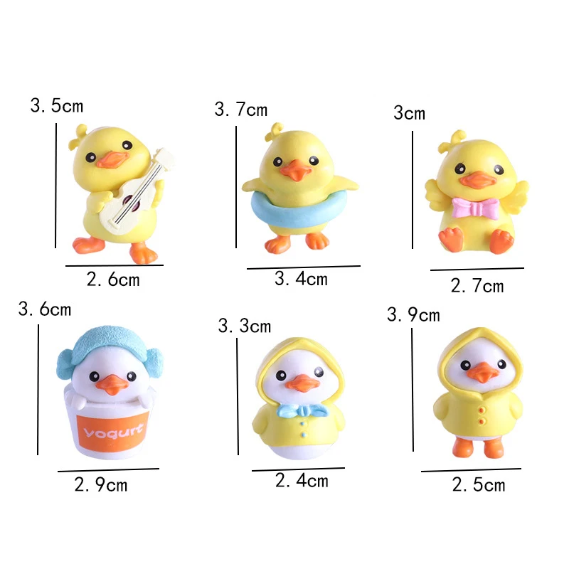 6 pieces of cute car accessories with singing, dancing, posture, yellow duck anime, desktop micro landscape ornaments