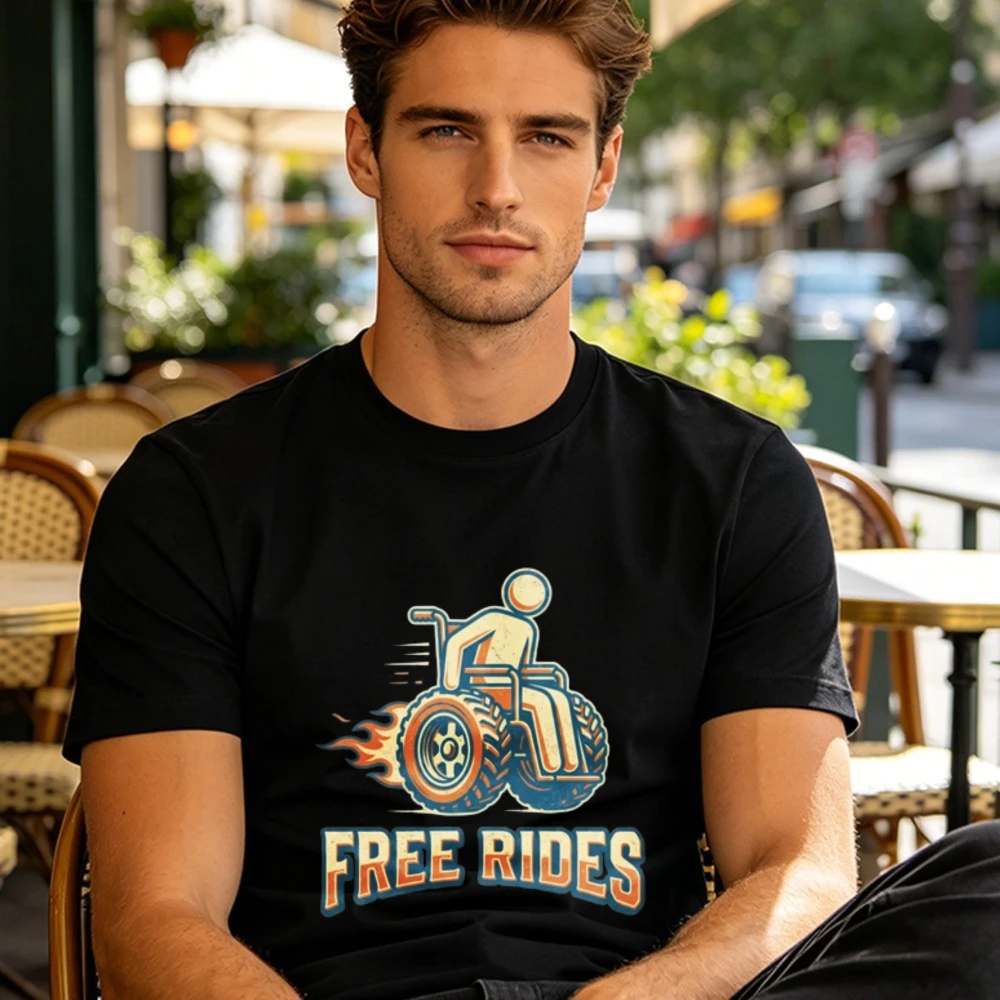 Funny Wheelchair Speed Disability Graphic T-Shirt Unisex Disabled Free Ridesnih Printing Tshirt Retro Trend Cool Street Tees