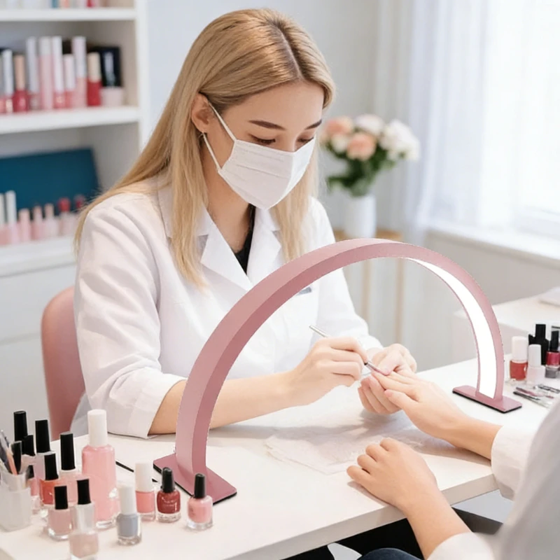 Beauty Salon U-shaped LED Desk Lamp Semi Monthly Lighting Fixture Tricolor Dimming Beauty Nail Supplement Light Eye Protection