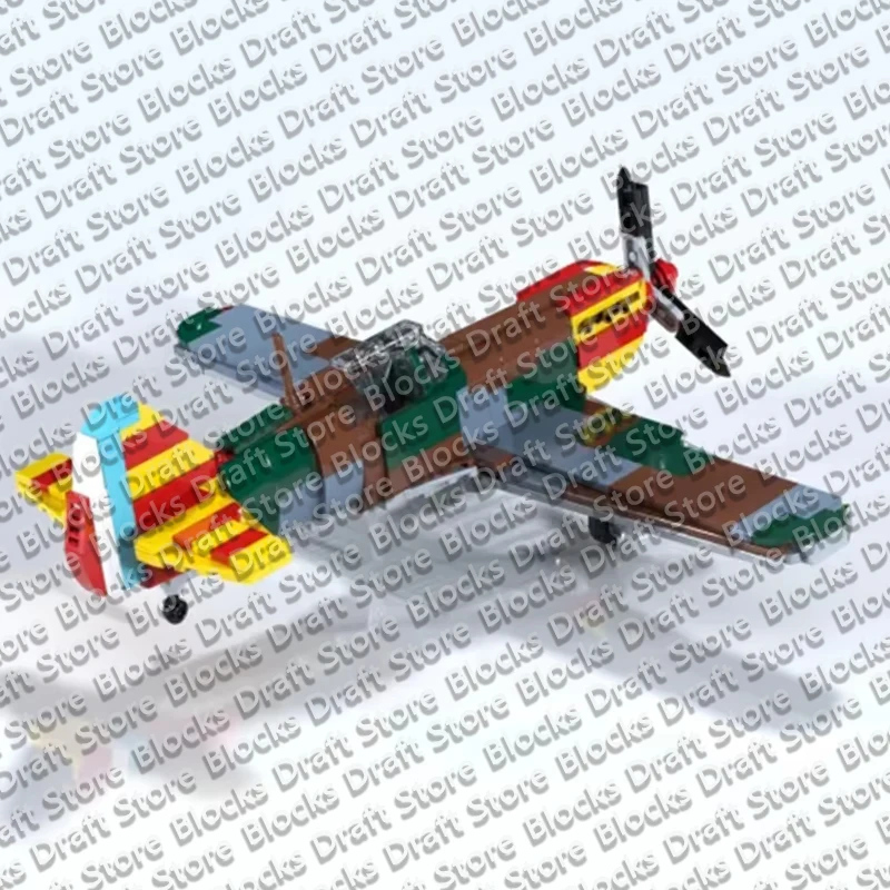 D.520 Military Fighter Aircraft Model MOC Building Bricks War Equipment Modular Technology Gifts Assemble Toys Display QWERT