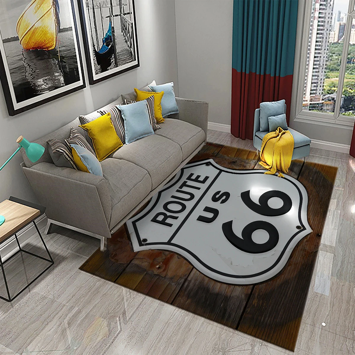 Fashion Route 66 Carpet Anti-slip Mat for Living Room Bedroom Rug Kitchen Cafe Bathroom Floor Area Mats Doormats for Home Decor