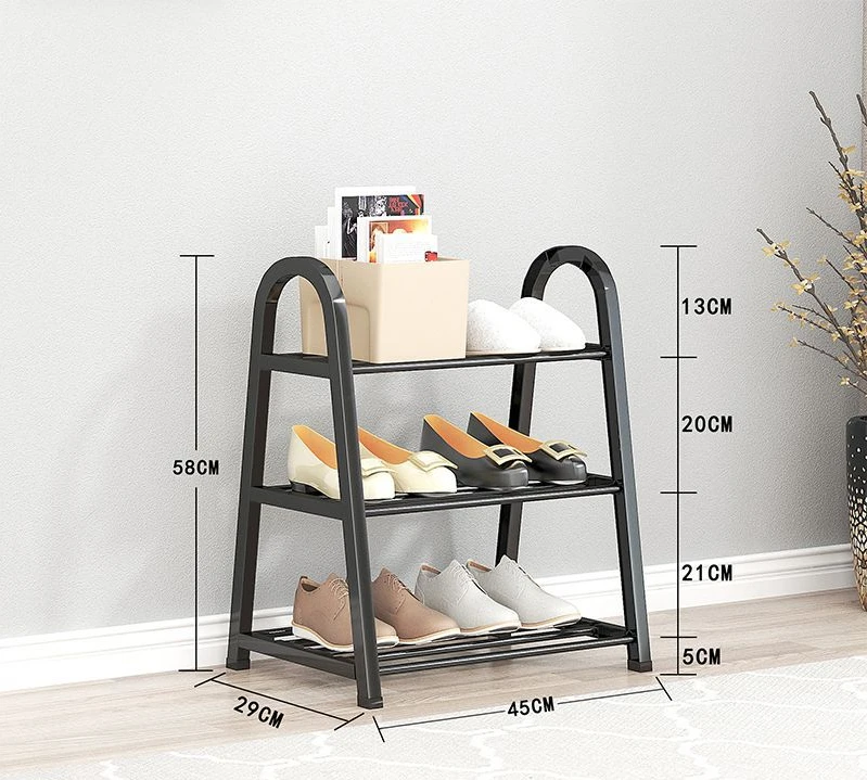 Simple Shoe Rack Dust-proof Storage Creative Light Luxury Wind Shoe Rack Stainless Steel Slipper Rack Home Dormitory Organizer