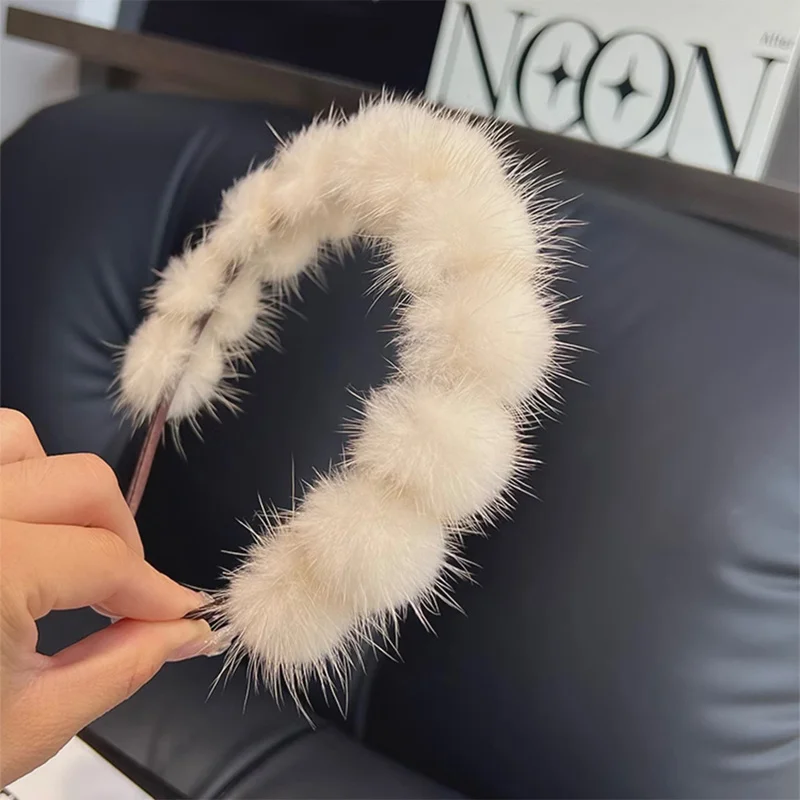 New Luxury Natural Mink Hair Hoop High Quality Ladies Face Wash Headband Fashion Temperament Girls Headwear Gift Decoration