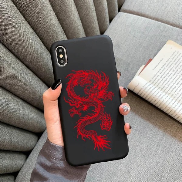 HOT Red Dragon สำหรับ IPhone 12 13 Pro 7 8 Plus X XR XS Iphone 11 Pro max กรณีแฟชั่นสัตว์ซิลิโคน Cover Fundas