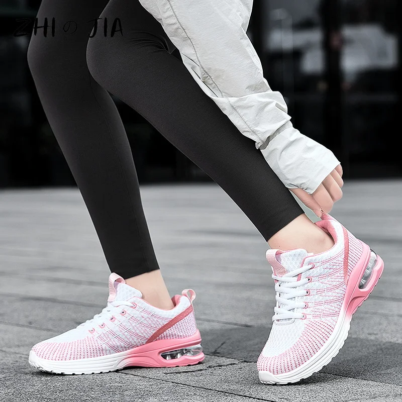 New Large Air Cushioned Women\'s Shoes Mesh Breathable Sneaker Outdoor Cushioned Running Shoes Fashion Trendy Matching Footwear