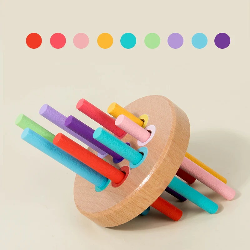 Montessori การจับคู่สีของเล่นไม้ Rainbow Stickes การเรียงลําดับสีของเล่นเด็กวัยหัดเดิน Fine มอเตอร์เกม Early Education Sensory ของเล่น