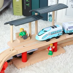 Wooden Double-layer Train Track Platform Train Track Toy Accessories Children Train Traffic Track Toy Compatible with Wooden S10