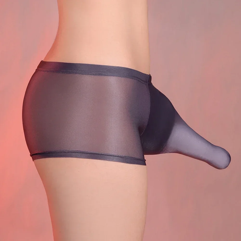 Sexy Mannen Sissy Boxers Ultradunne Transparante Ondergoed Olie Glanzend Zakje Slipje Gay-Man Effen Trunks Verleiding Erotische onderbroek