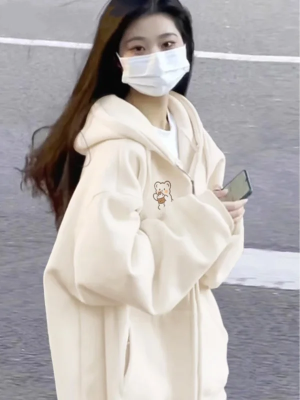 

Новая женская толстовка-кардиган с капюшоном и молнией, с принтом «Цветущая вишня», модная модель 2025 года, маленький размер, из полиэфирного волокна, с длинными рукавами