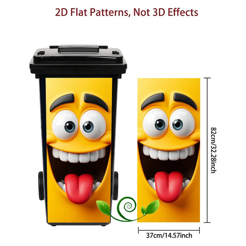 1pc Yellow Laughing Cartoon Face Themed Trash Can Decal Wall Sticker, Ideal for Outdoor Trash Cans, Walls and Home Decor.