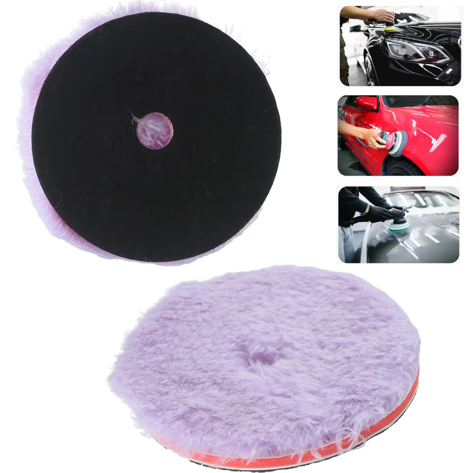 2PCS 5.5 Inch Purple Long Wool Polishing Pad Sponge Foam Buffer For Car Paint Waxing Finishing Sanding Discs Accessories