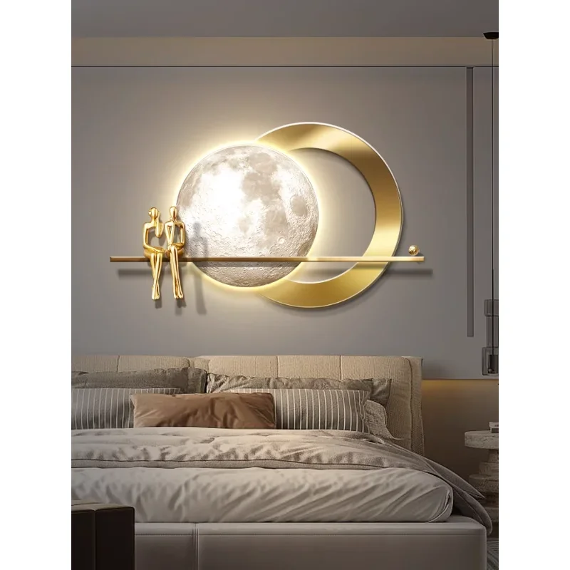 Original Design Light Luxury Master Bedroom Bedhead Decoration Wall Lamp Painting 3D 3D Solid Object High Sense Room Wall