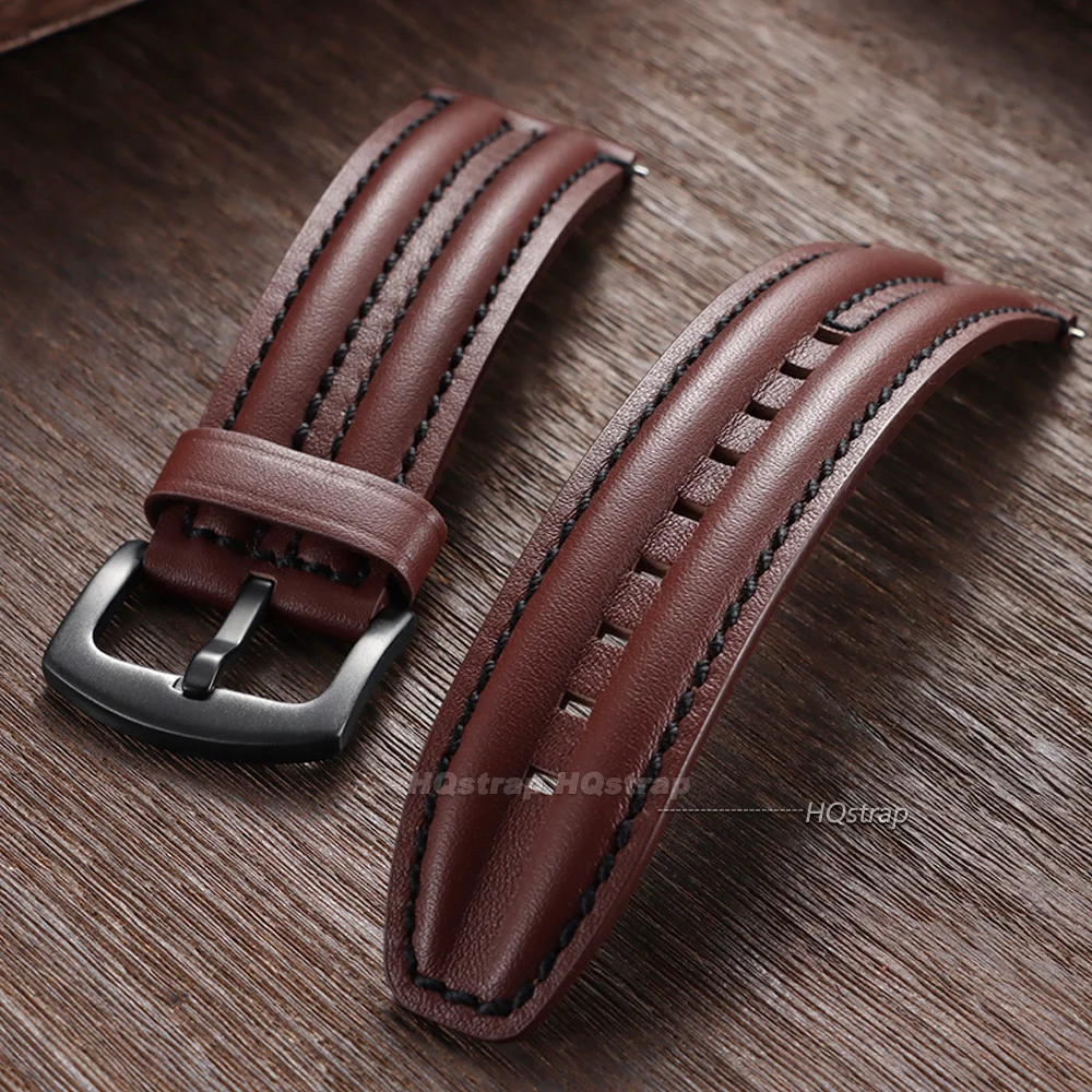 Vintage Oil Wax Leather Watch Strap 20mm 22mm 24mm Universal Watch Band Rugged Double Bone Bracelet Business Soft Wristbelt