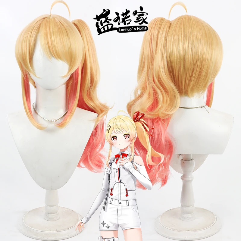 

Synthetic Hair Otonose Kanade Cosplay Wigs Virtual YouTuber 60cm Long Wavy Blonde Mixed Pink Ponytail Wig Heat Resistant