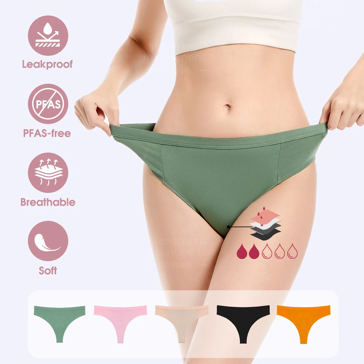

Period Panties for Women Heavy Flow 4-Layer Leakproof Protection Menstrual Panties Fast Absorption Bamboo Fibre