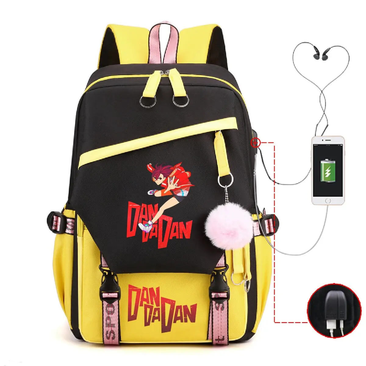 Nueva mochila con carga USB de Dandadan para estudiantes, mochila escolar de Anime de alta calidad, bolso de hombro informal de moda de cómic para adolescentes Dandadan