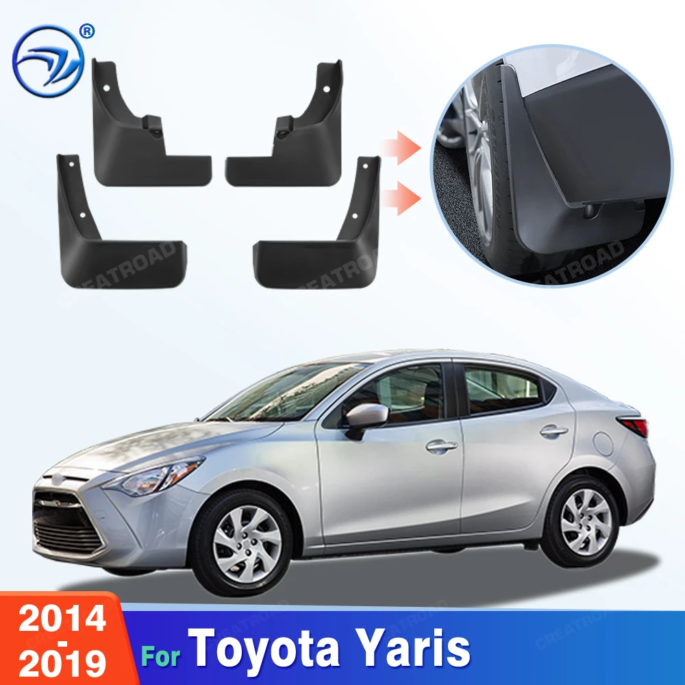 Custom Fit 4PCS Mud Flaps for Toyota Yaris 2014 2015 2016 2017 2018 2019 No Drilling Splash Guards Car Fender Accessories