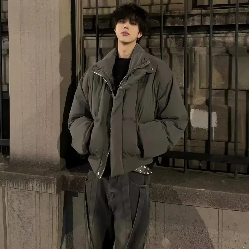 

Autumn Winter Thiened ort Puffer Jaet Stand Collar Warm Bread Sle Outerwear for Teenagers Stand Fit Polyester Fiber