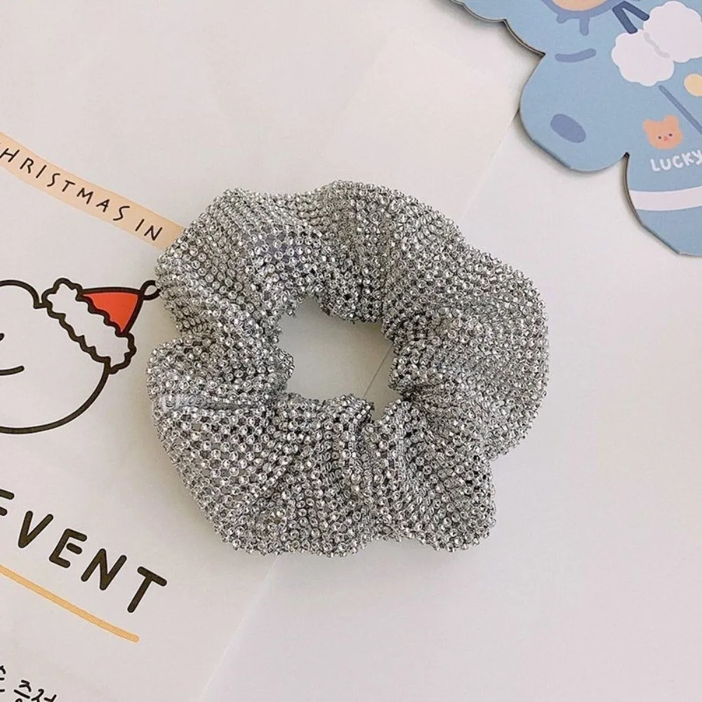 Sweet Full Rhinestone Hair Scrunchies Elastic Large Ponytail Holder Sparkling Hair Rope Party Accessories