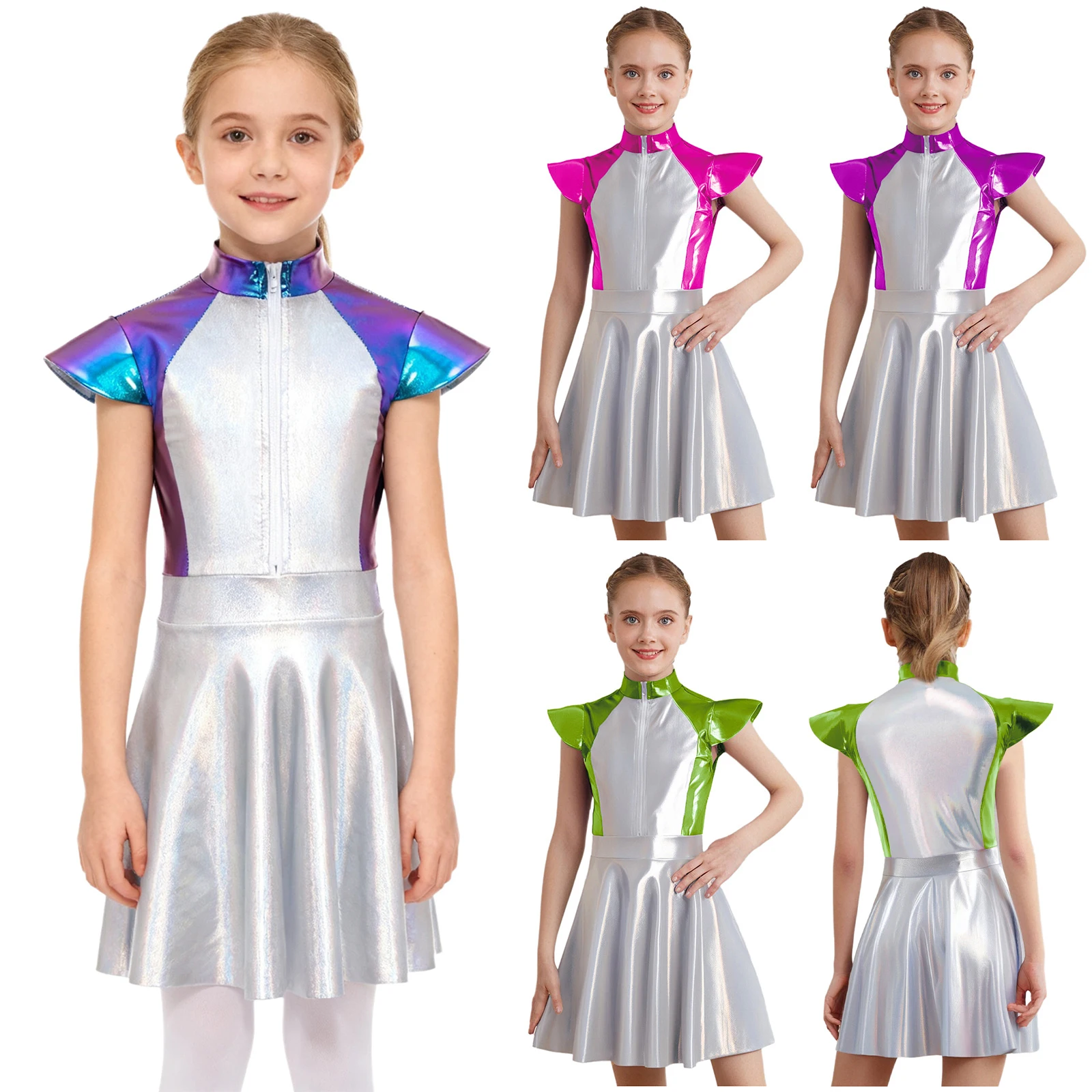 Girls Alien Dress Children Outer Space Galaxy Robot Costume Halloween Cosplay Costumes Kids Role-playing Outfits Fancy Dress