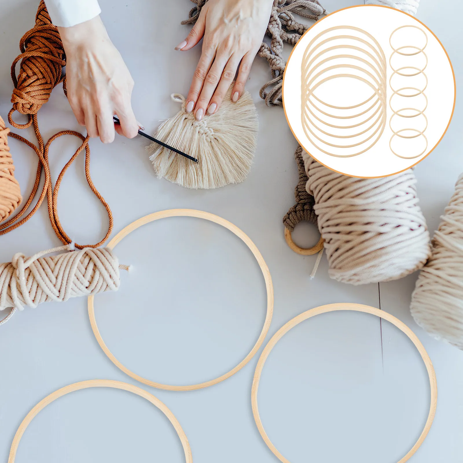 

Набор из 12 круглых бамбуковых колец для ловцов снов, 15 см, для поделок, венков, вышивки, рукоделия, аксессуары ручной работы