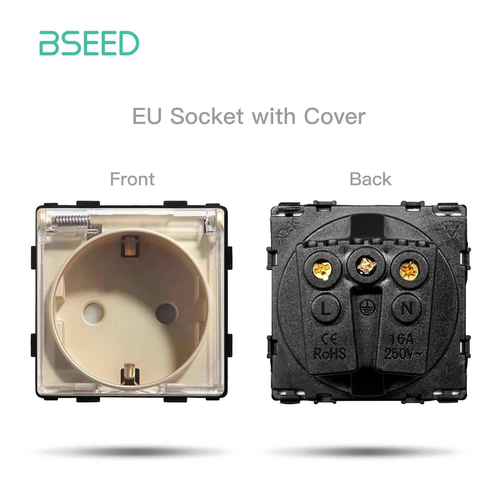 BSEED EU-Standard-Wandlichtschaltermodul, Steckdosen, Knopfschalter, DIY-Funktionsteil, Glasscheibe, kostenlose Zusammenstellung, Gold