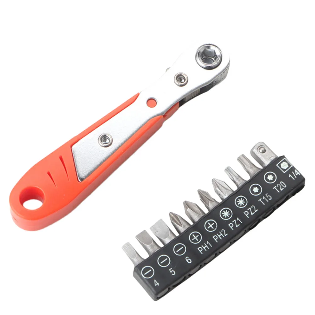 11*Mini Ratchet Wrench Screwdriver Set Ratcheting Right Spanner Magnetic With Screwdriver Bits Wrench Set Hand Tools