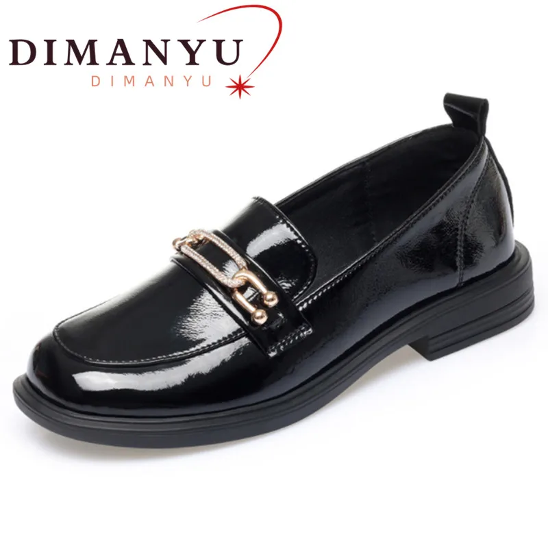 

DIMANYU Loafer Shoes Women Genuine Leather 2024 New Plus Size 41 42 43 Slip-on Women Spring Shoes Shiny Non-slip Ladies Shoes