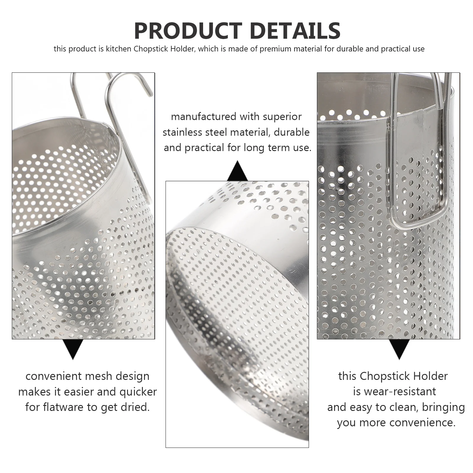 

Stainless Steel Cutlery Holder Functional Chopstick Draining Box with Mesh Base Easy Clean Kitchen Tool Organizer for Flatware