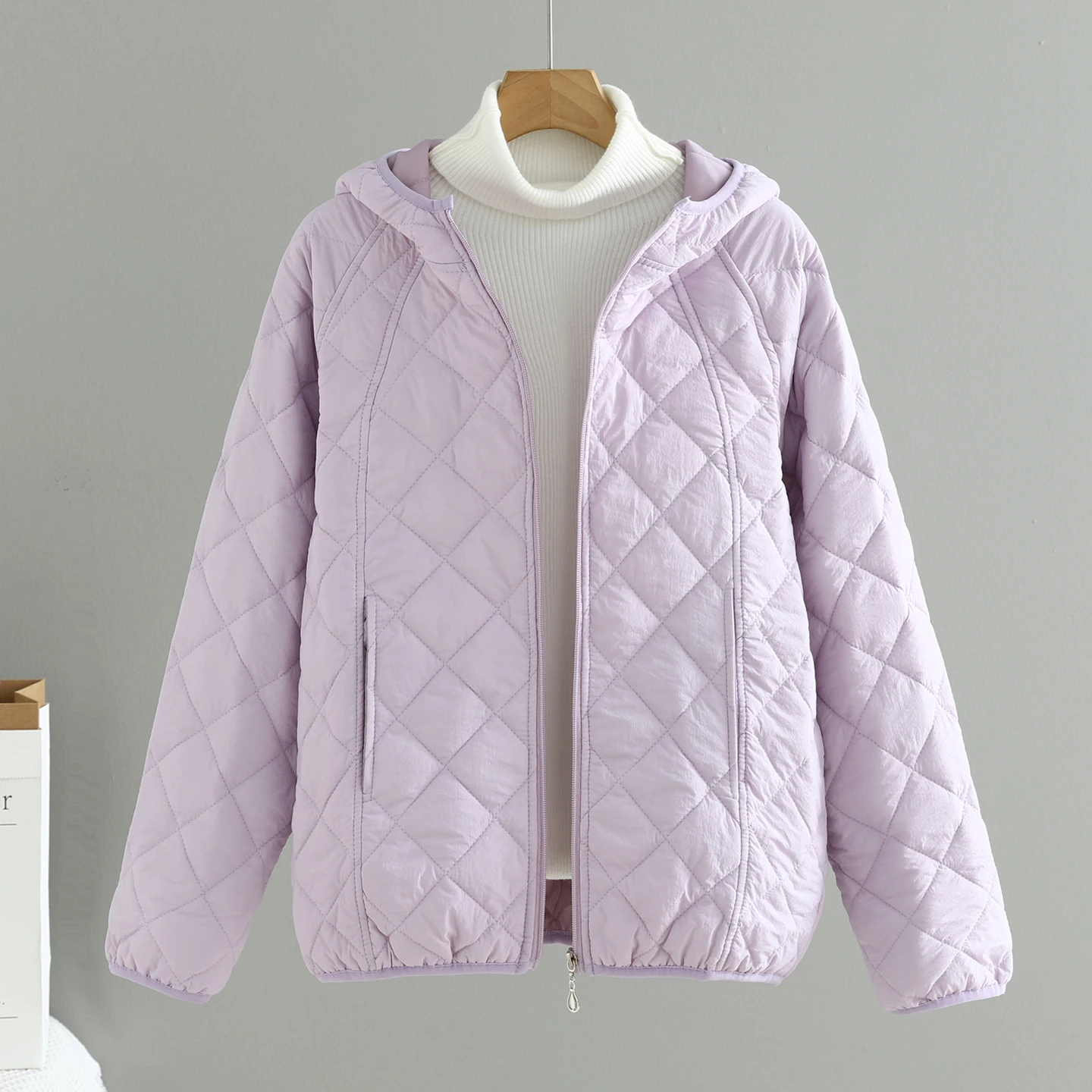 Korean Style Hooded Quilted Cotton Jacket Women's Short Coat Warm Slim Fit Autumn Winter New Arrival Diamond Patterned Cotton...