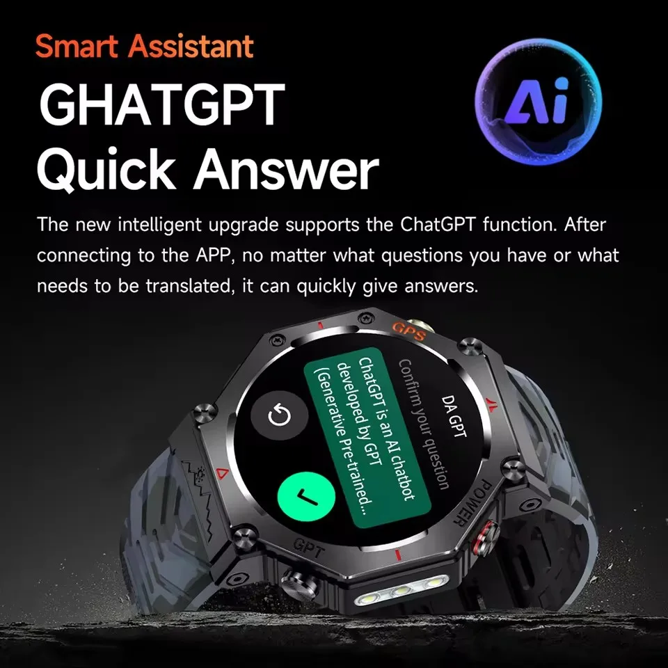 2025 لهواوي ChatGPT AI الساعات الذكية الرجال 3ATM مقاوم للماء لتحديد المواقع المدمج في ثنائي النطاق GNSS البوصلة العسكرية الرياضة Smartwatch النساء