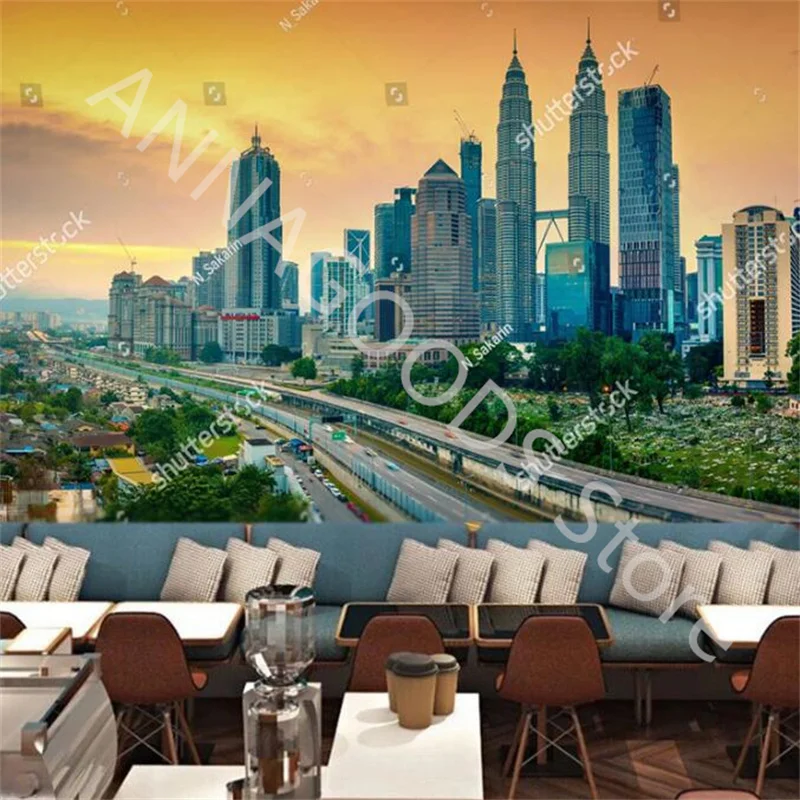 

Kuala Lumpur Twin Towers Urban Landscape 3D Photo Wallpapers for Bedroom Sofa Background Restaurant Wall Mural Wall Paper