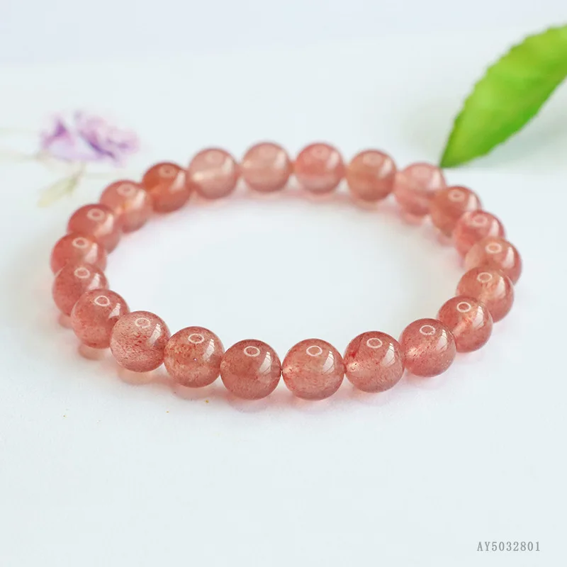 

Natural 3A grade strawberry crystal bracelet peach blossom crystal bracelet