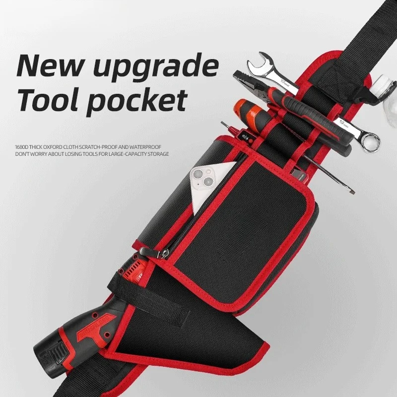 Multi-function Electrician Waist Tool Bag Oxford Cloth Multilayer Storage Pouch for Wrench Pliers Hand Tools