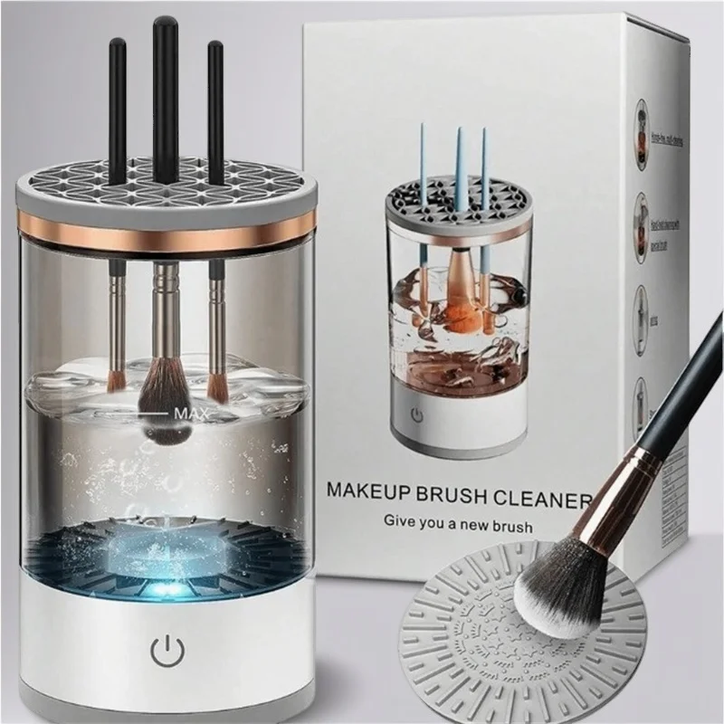 Automatic Plug In Electric Makeup Brush Cleaner Fast Dry Rotating Washer For Women Home Vanity Salon Travel Holiday Gift
